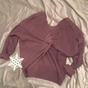 Lavender Twist Back Sweater